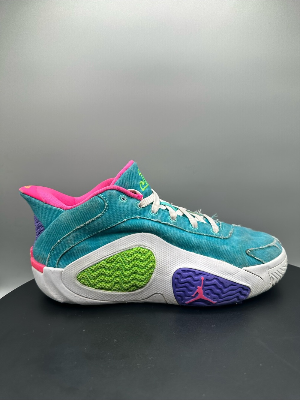 Jordan Tatum 2 Wave Runner Basketball Shoes Youth 5 Teal/Pink/Lime - Picture 3 of 10